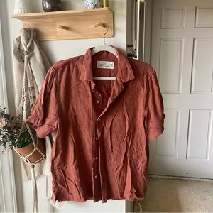 Abercrombie & Fitch Linen Blend Shirt in Rust